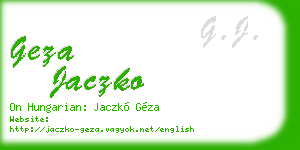 geza jaczko business card